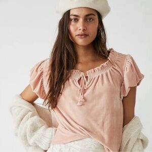 Free People Shimmering Pink Blouse Terese Blouse